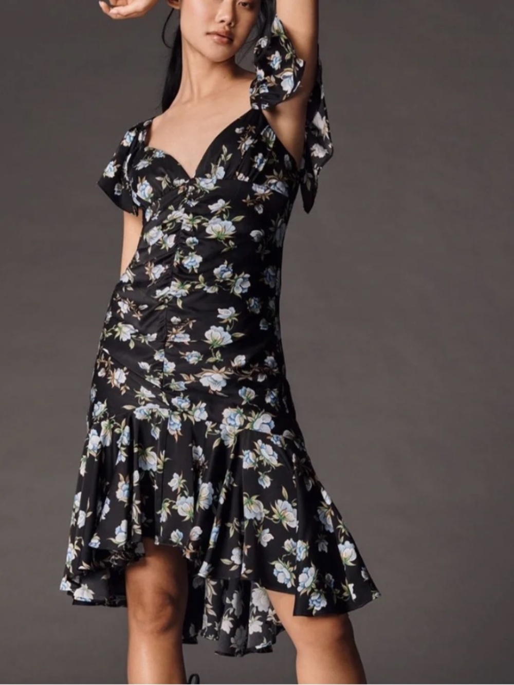 Anthropologie Sweetheart Ruched Drop Waist Dress